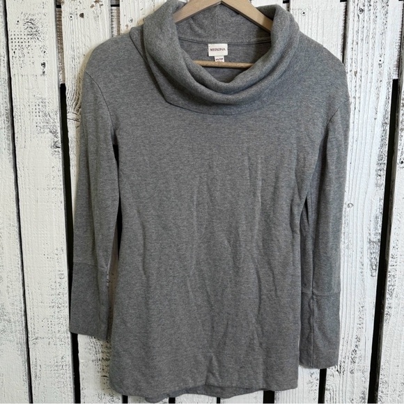 Merona Casual Comfort Top Gray Cowl Neck Women Size XS Pullover Knit Long Sleeve - Picture 1 of 8